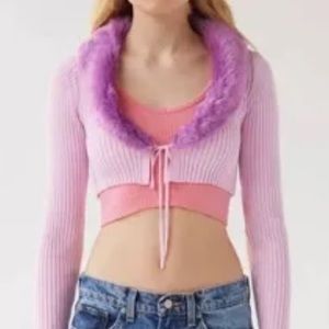 Urban Outfitters Fuzzy Pink Shrug